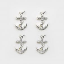 Anchor w/Rhinestones Silver Plated Charm