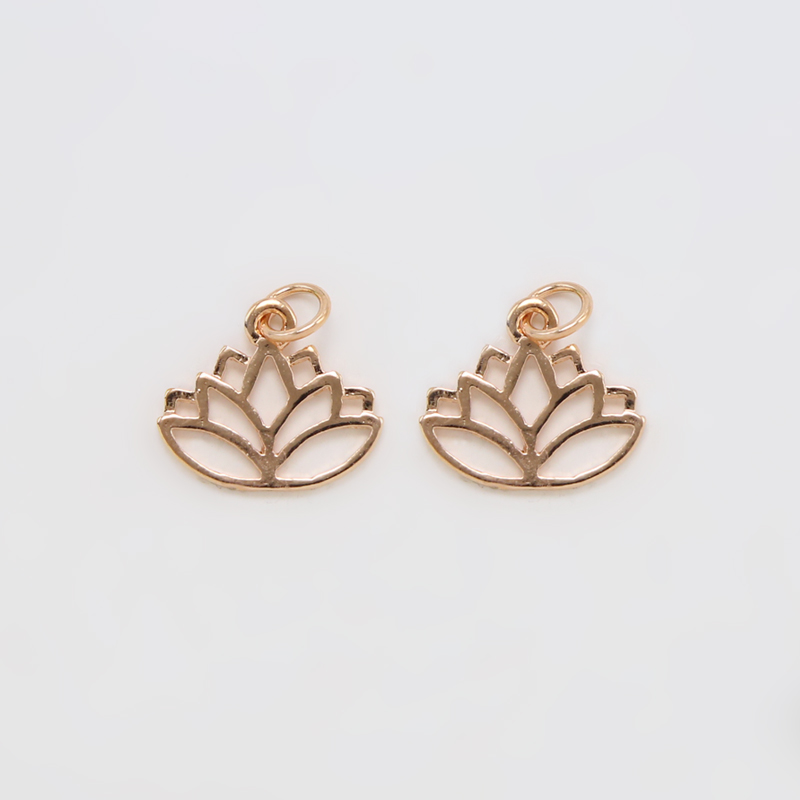 Lotus Flower 14K Real Rose Gold Plated Charm