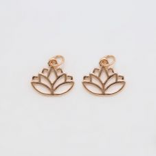 Lotus Flower 14K Real Rose Gold Plated Charm