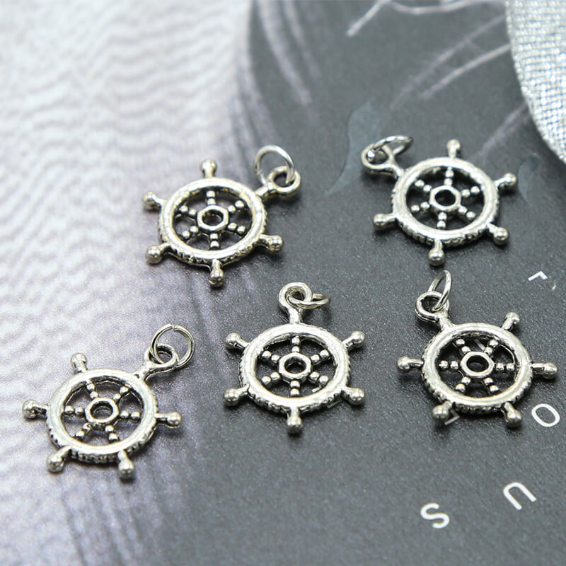 Ship Wheel Antique Silver Charm