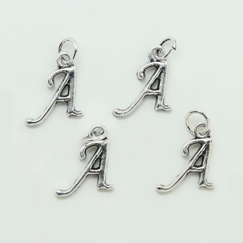 Letter A  Antique Silver Charm