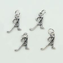 Letter A  Antique Silver Charm