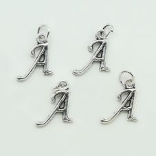 Letter A  Antique Silver Charm