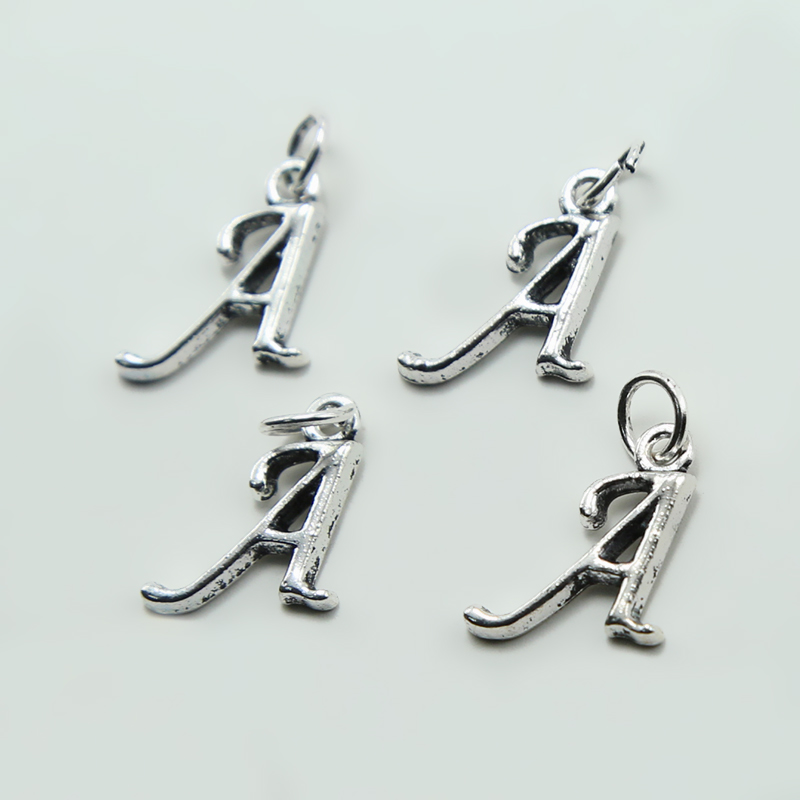 Letter A  Antique Silver Charm