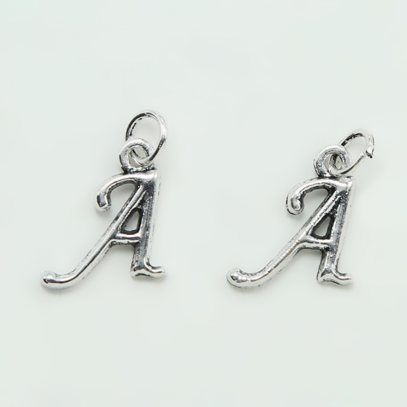 Letter A  Antique Silver Charm