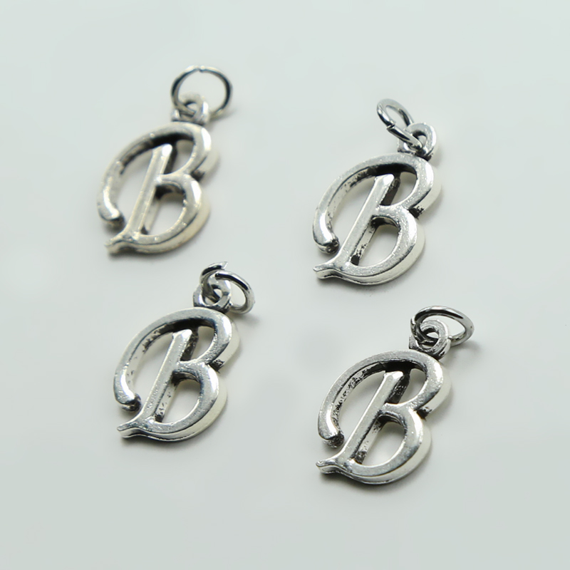 Letter B Antique Silver Charm