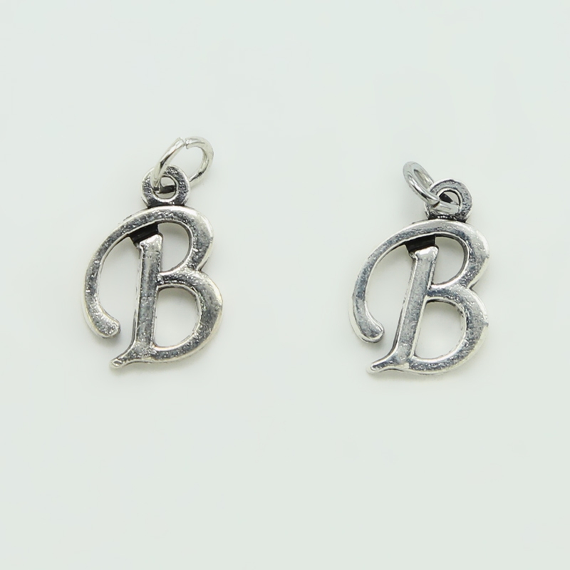 Letter B Antique Silver Charm