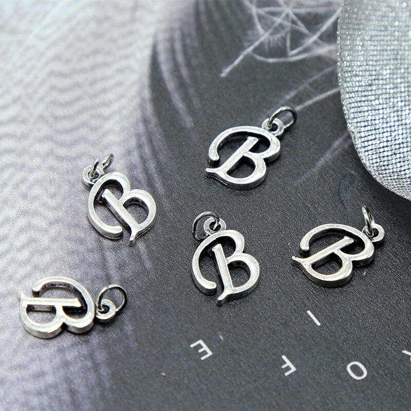 Letter B Antique Silver Charm