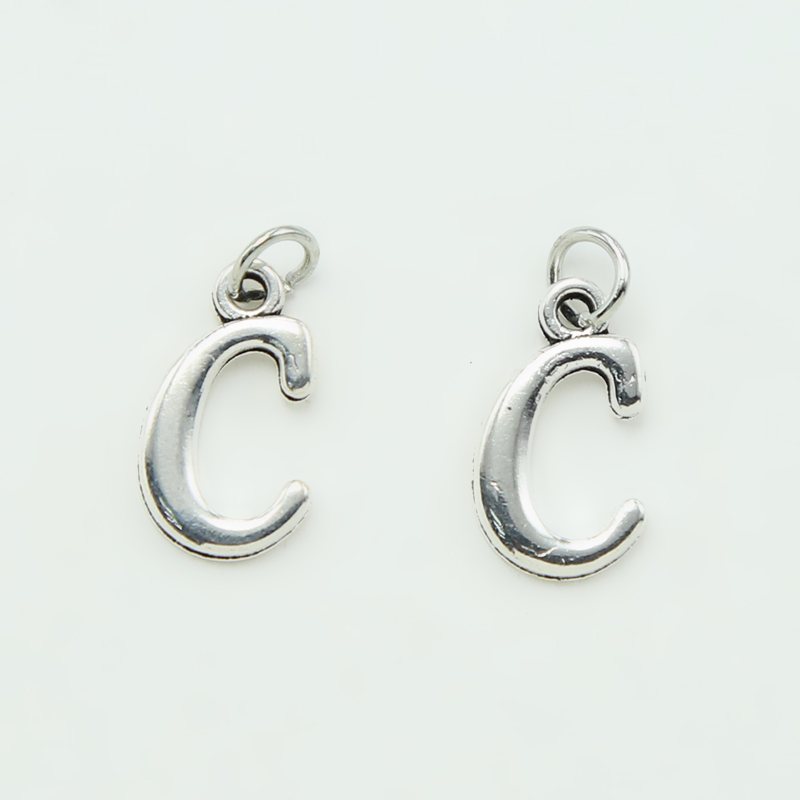 Letter C Antique Silver Charm