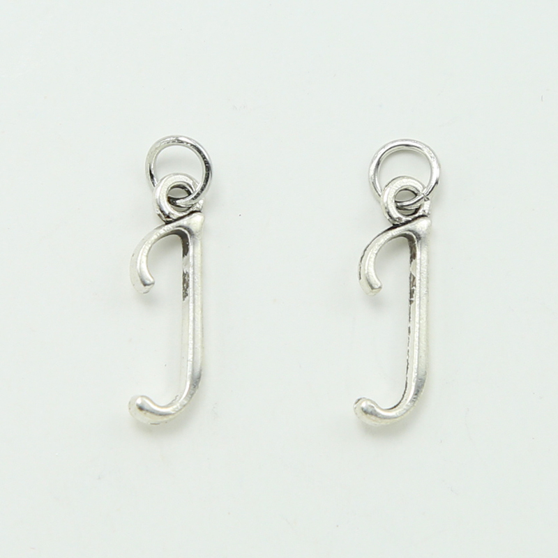 Letter J Antique Silver Charm