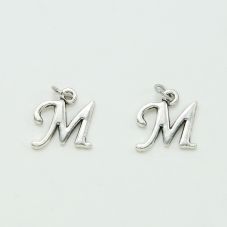 Letter M Antique Silver Charm