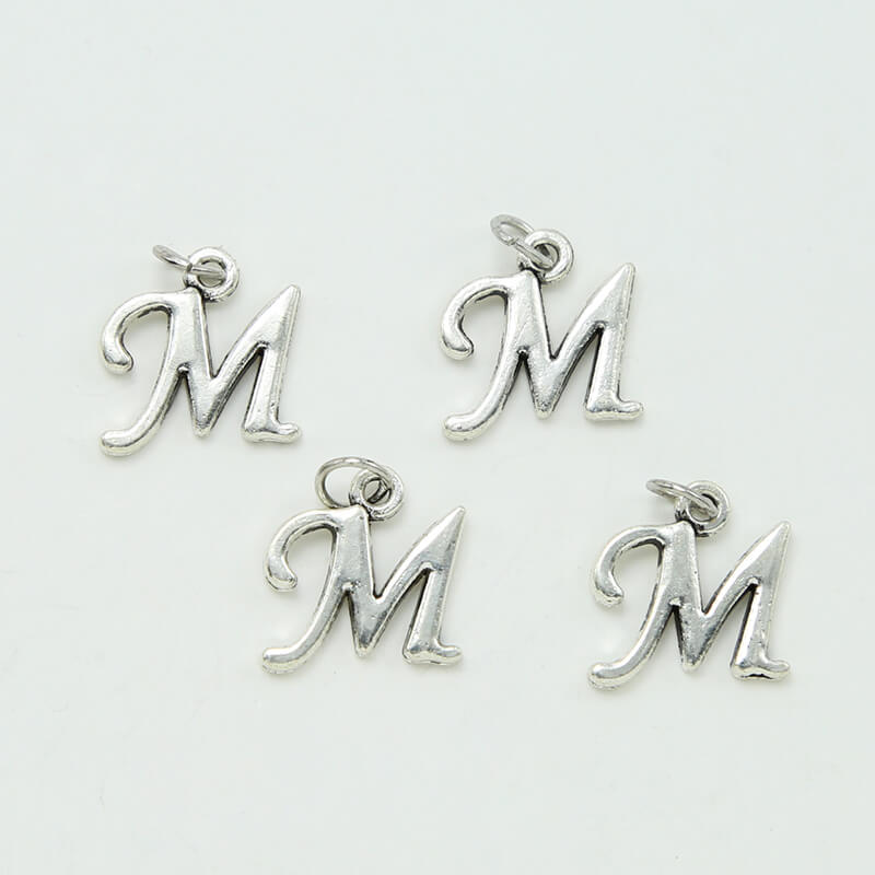 Letter M Antique Silver Charm