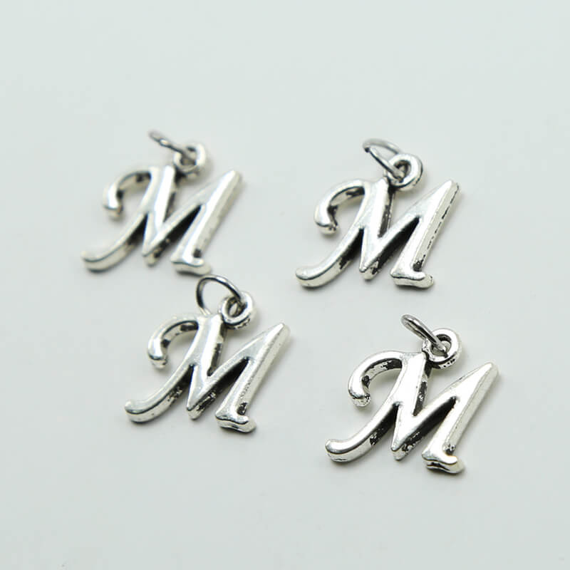 Letter M Antique Silver Charm