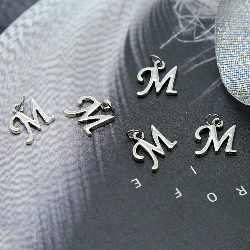 Letter M Antique Silver Charm