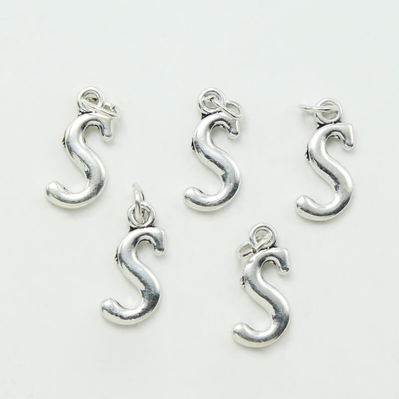 Letter S Antique Silver Charm