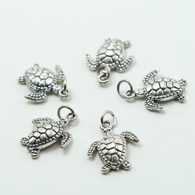 Sea Turtle Antique Silver Charm