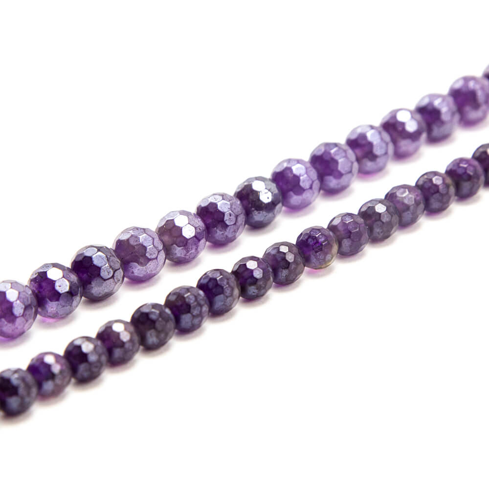 Amethyst with Luster Faceted Round Beads