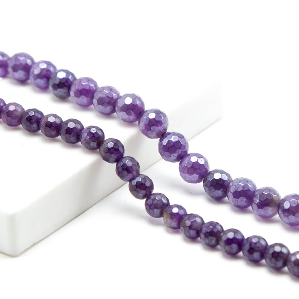 Amethyst with Luster Faceted Round Beads