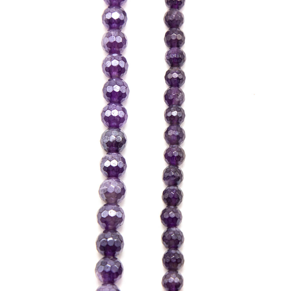 Amethyst with Luster Faceted Round Beads