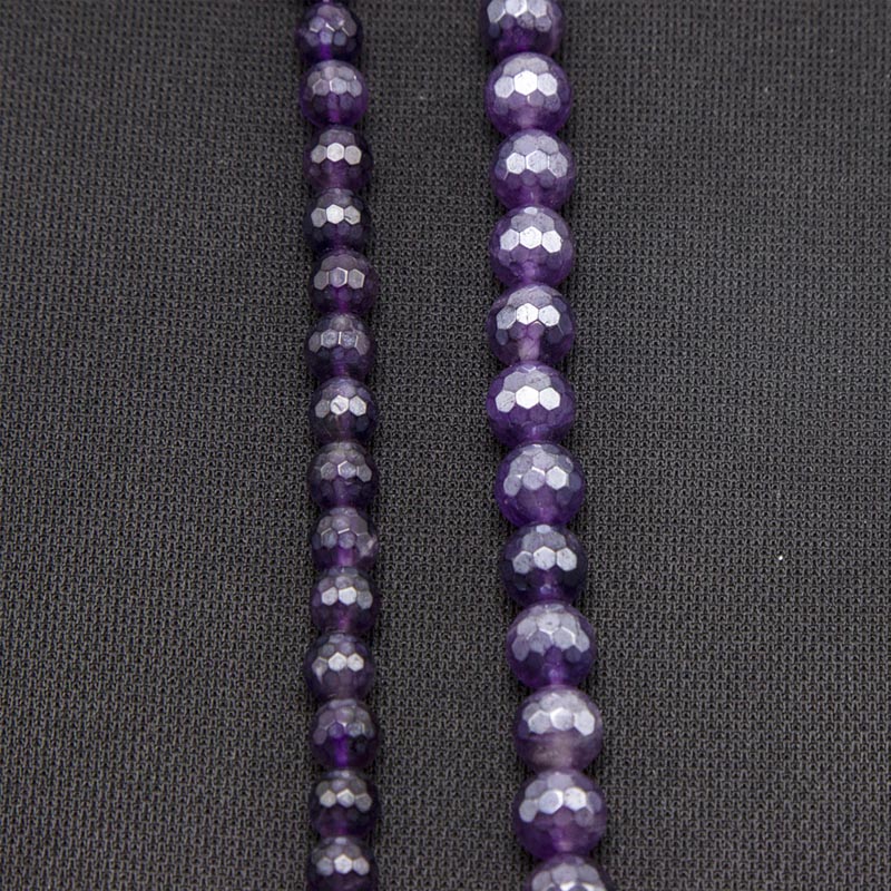 Amethyst with Luster Faceted Round Beads