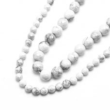 White Howlite with Luster Faceted Round Beads