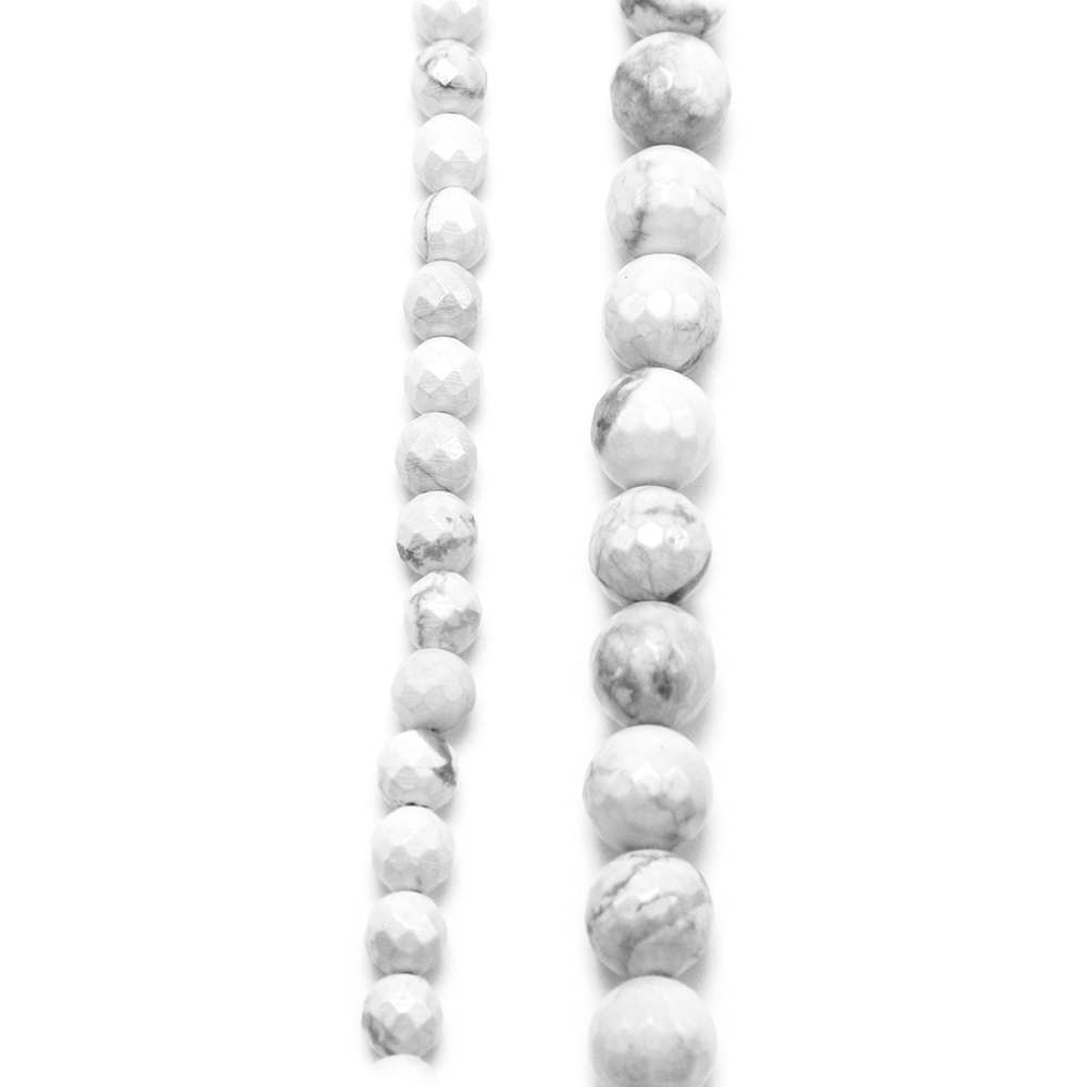 White Howlite with Luster Faceted Round Beads
