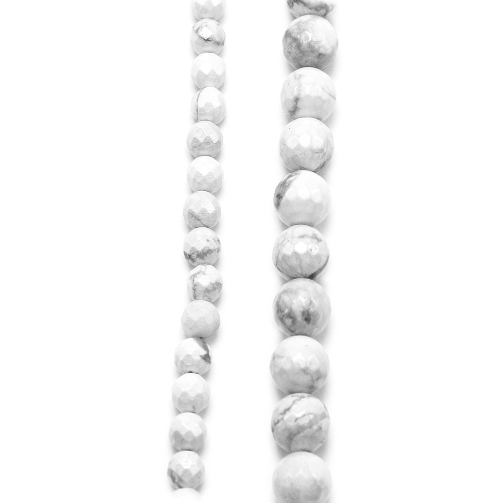 White Howlite with Luster Faceted Round Beads