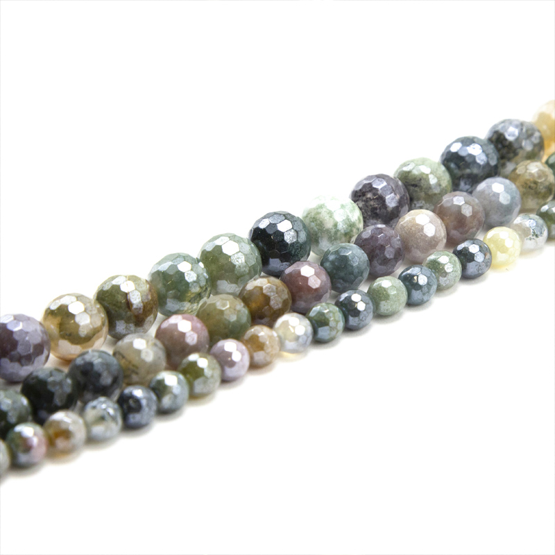 Indian Agate with Luster Faceted Round Beads