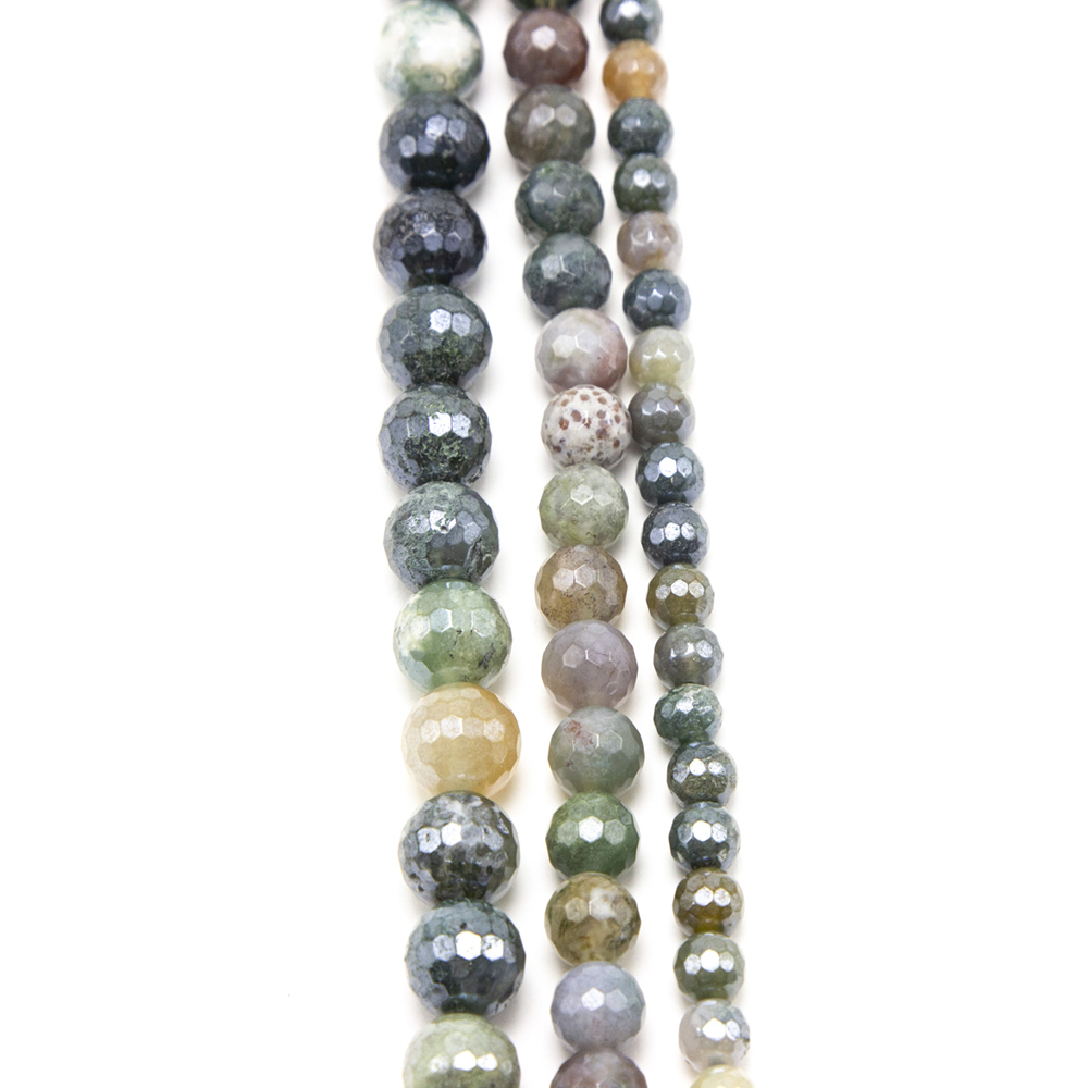 Indian Agate with Luster Faceted Round Beads