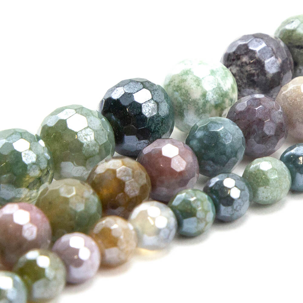 Indian Agate with Luster Faceted Round Beads