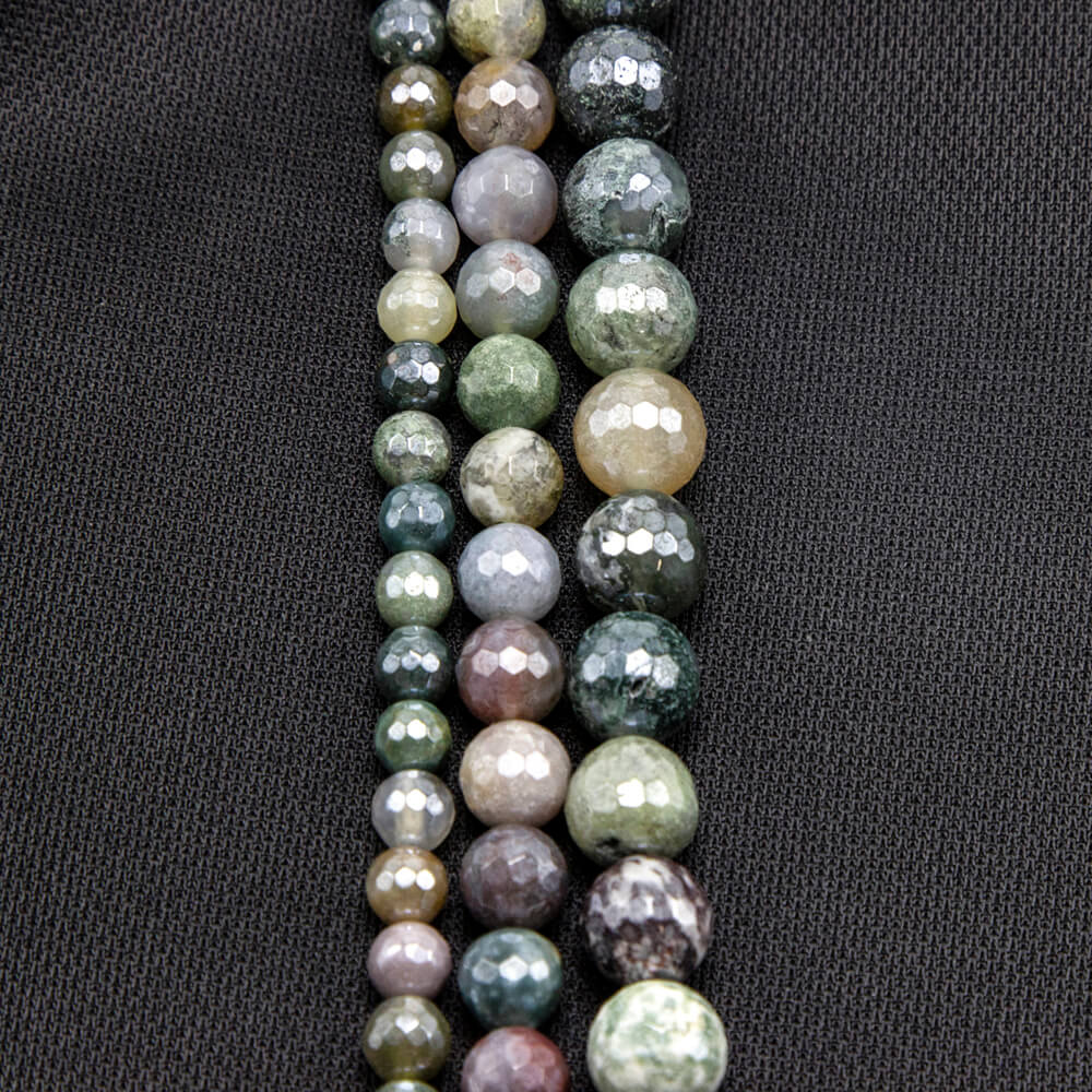 Indian Agate with Luster Faceted Round Beads