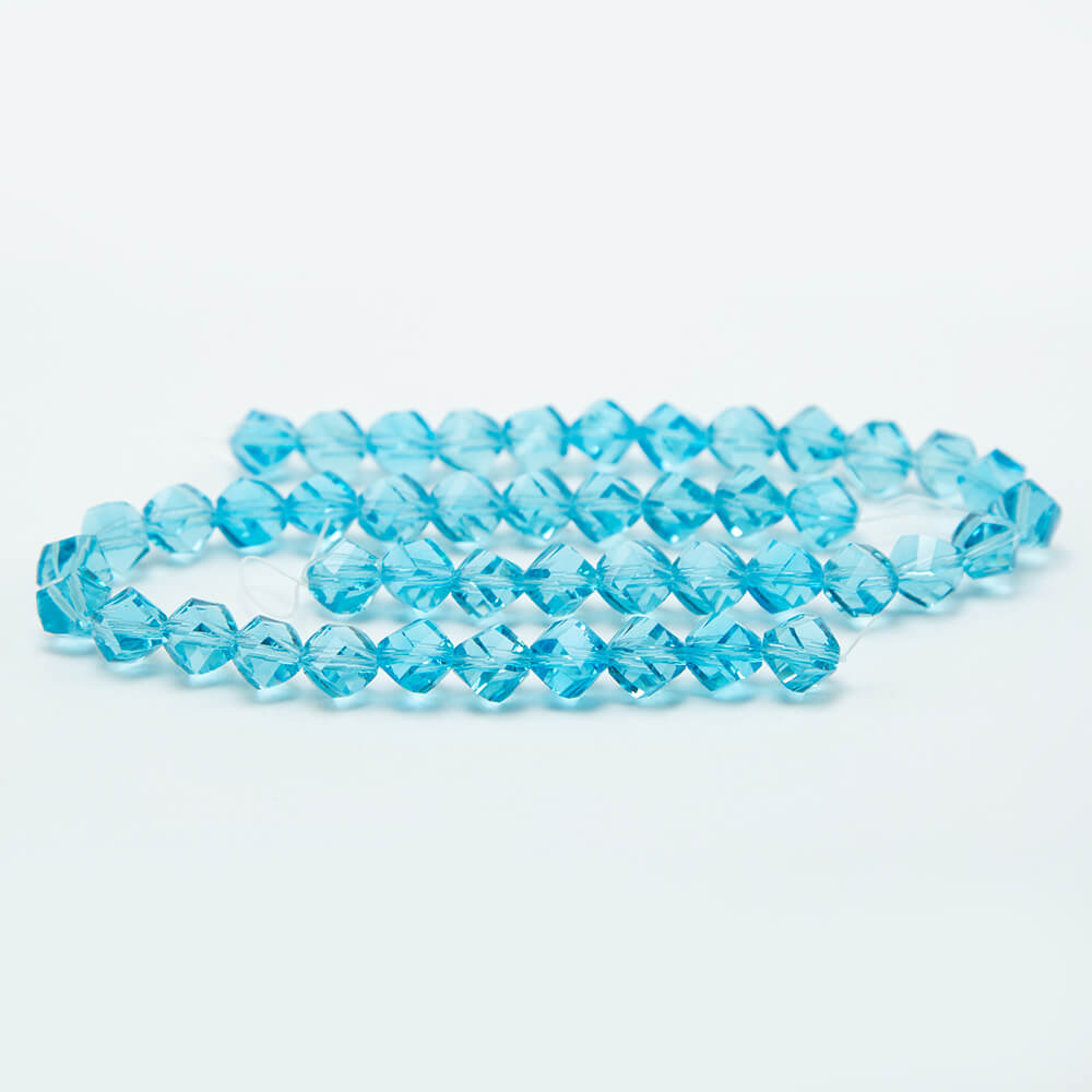 Blue Glass Beads Faceted Twist Beads