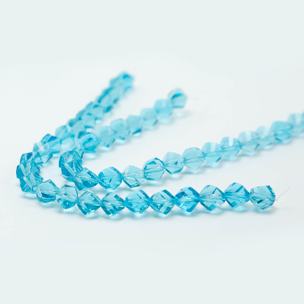 Blue Glass Beads Faceted Twist Beads