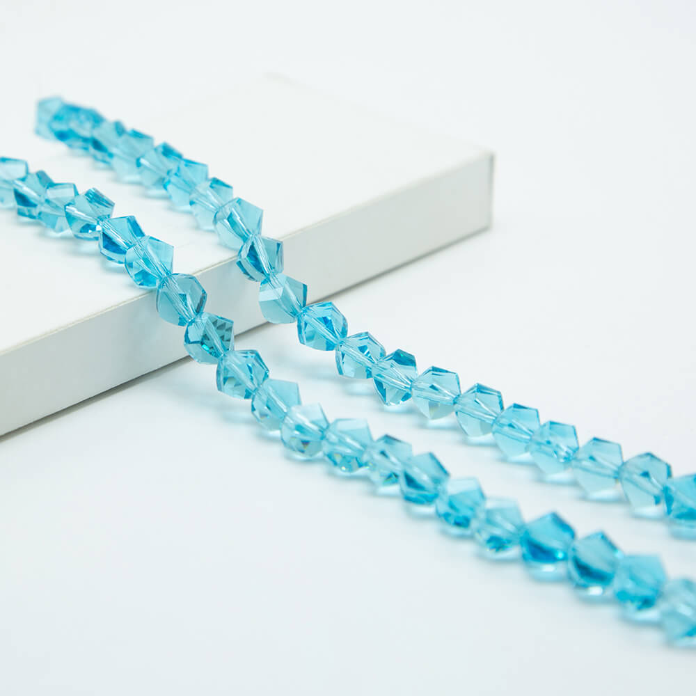 Blue Glass Beads Faceted Twist Beads