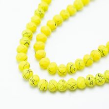 Yellow Painted Faceted Rondelle Glass Beads
