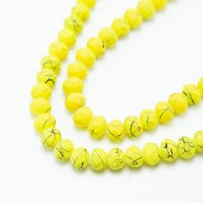 Yellow Painted Faceted Rondelle Glass Beads