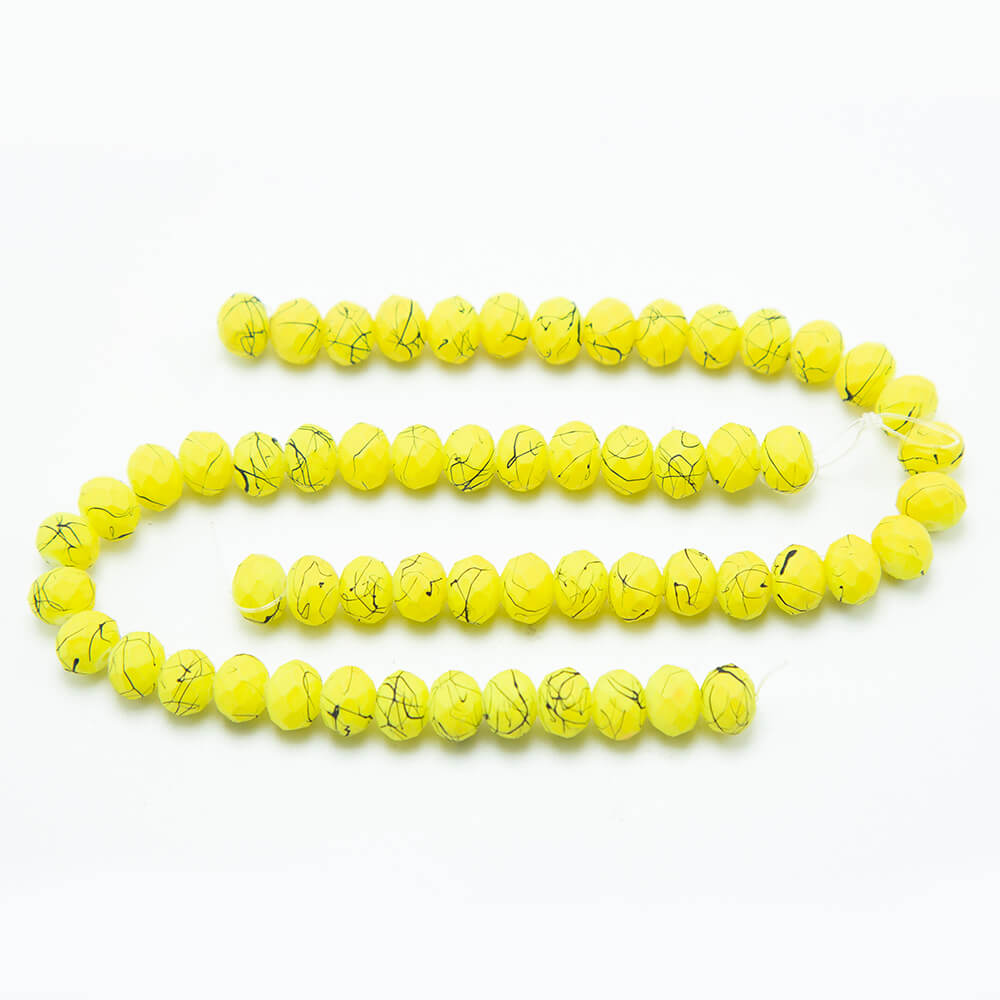 Yellow Painted Faceted Rondelle Glass Beads