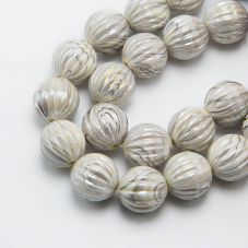 White with Gray Acrylic Pumpkin Beads