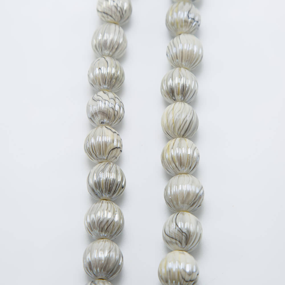 White with Gray Acrylic Pumpkin Beads