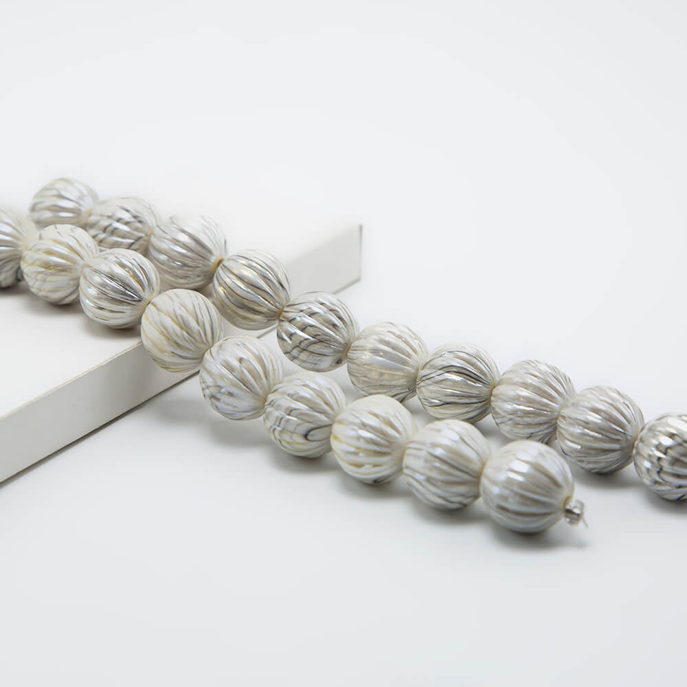 White with Gray Acrylic Pumpkin Beads