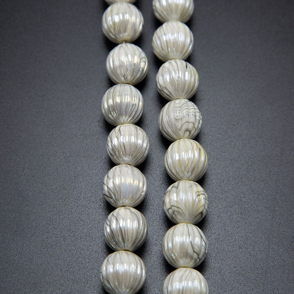 White with Gray Acrylic Pumpkin Beads