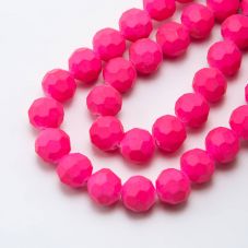 Hot Pink Faceted Round Glass Beads