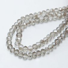 Transparent gray Faceted Rondelle Glass Beads