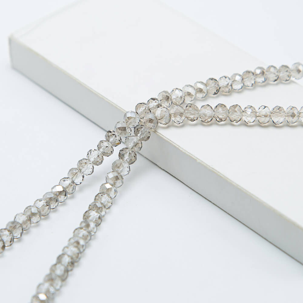 Transparent gray Faceted Rondelle Glass Beads