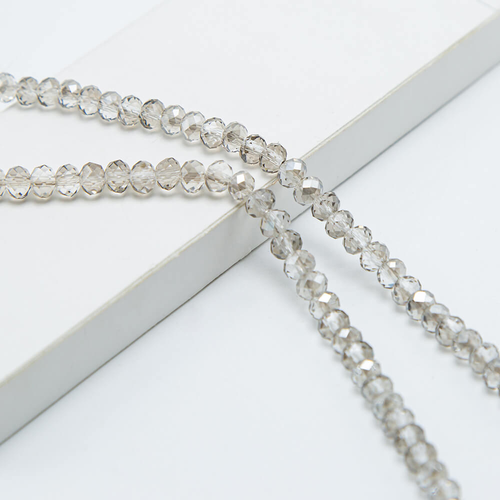 Transparent gray Faceted Rondelle Glass Beads