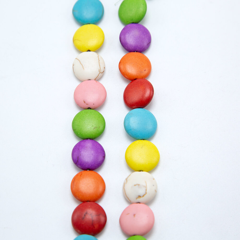 Multi Color Dyed Howlite Lentil Beads