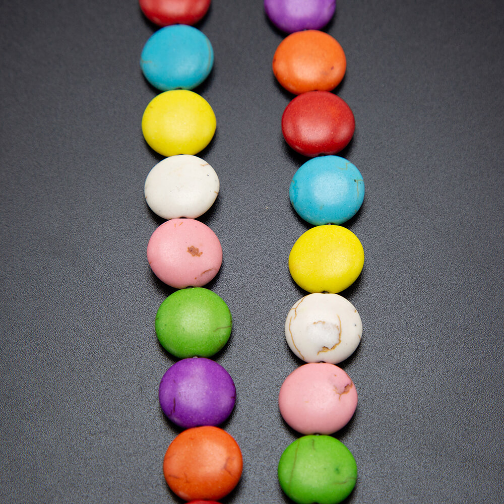 Multi Color Dyed Howlite Lentil Beads