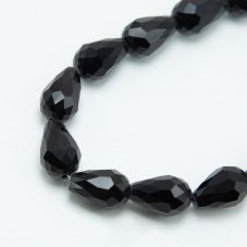 Black Glass Beads Faceted Teardrop Beads