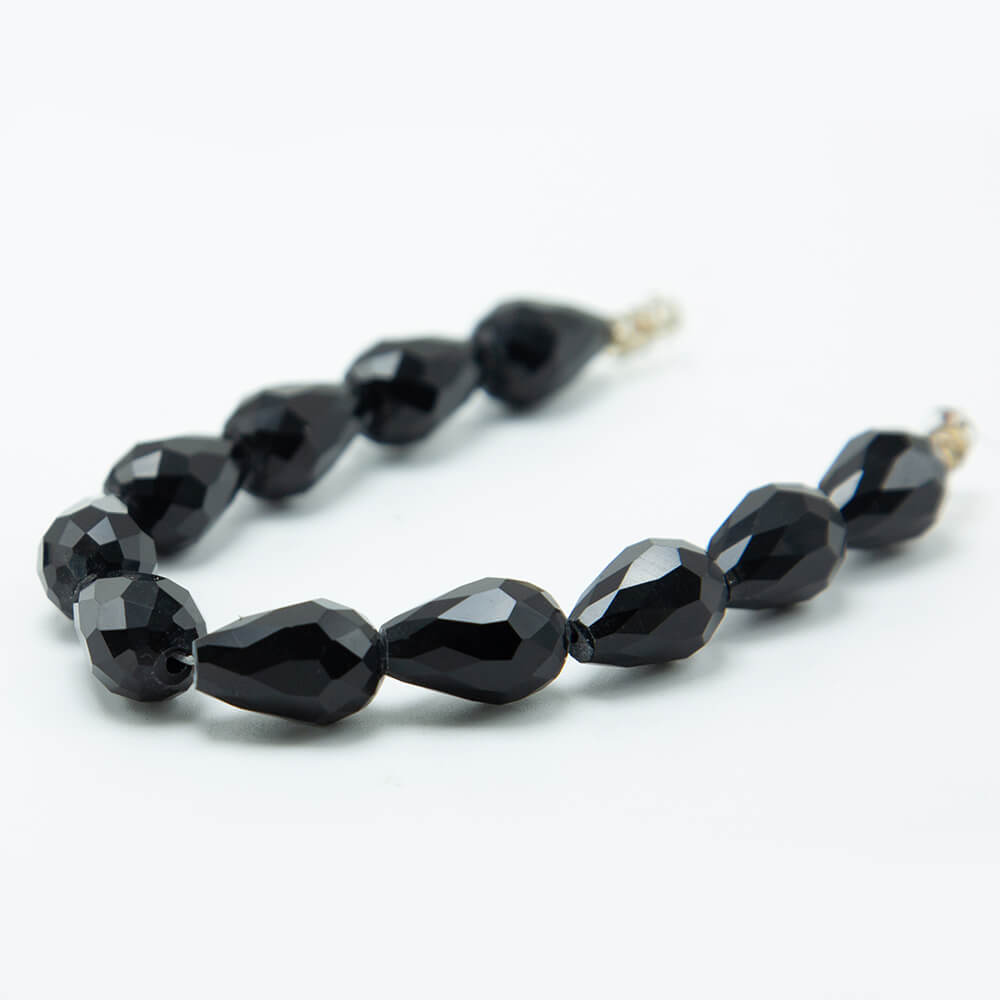 Black Glass Beads Faceted Teardrop Beads