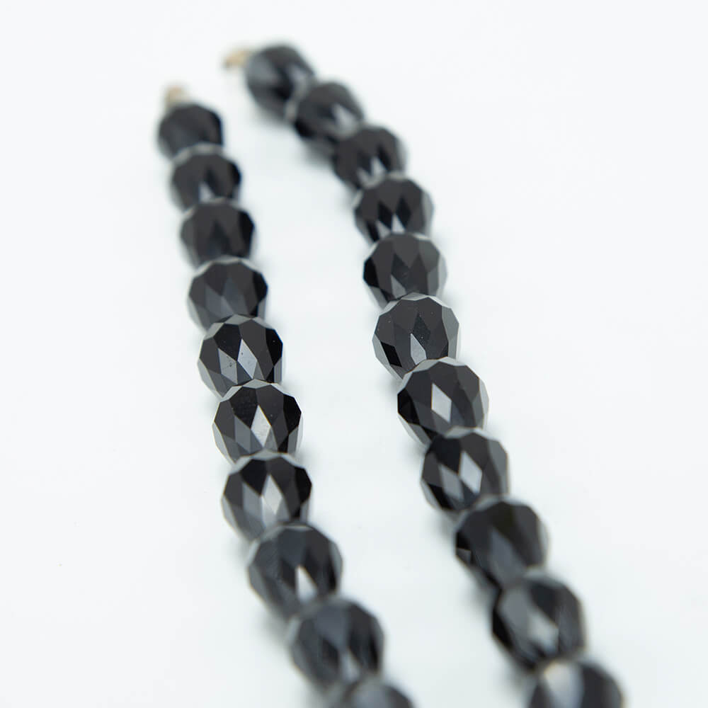 Black Glass Beads Faceted Teardrop Beads